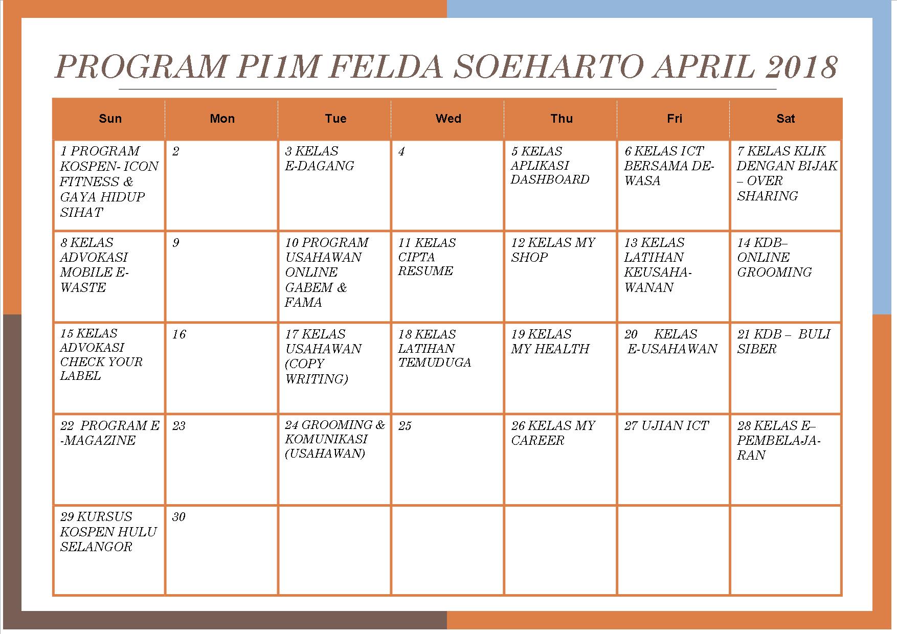 JADUAL APRIL 2018