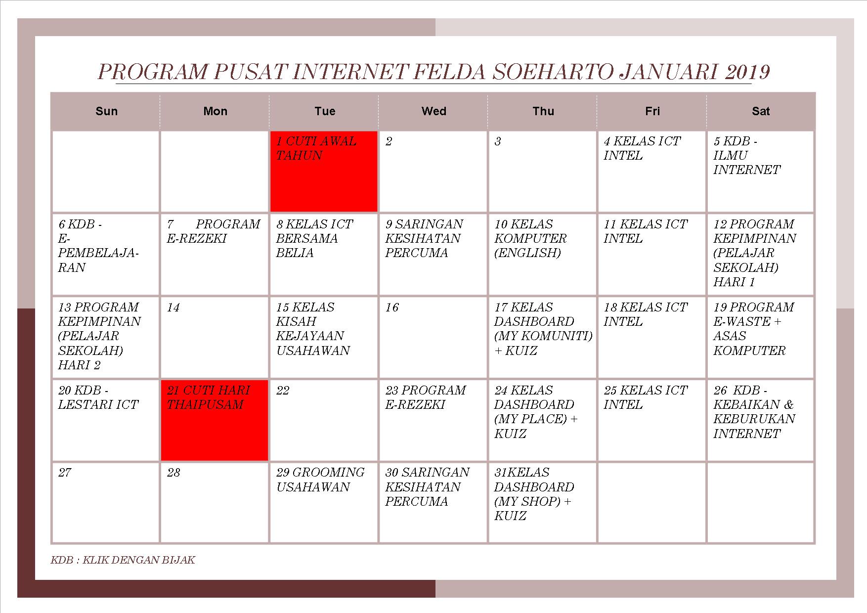 JADUAL JAN19