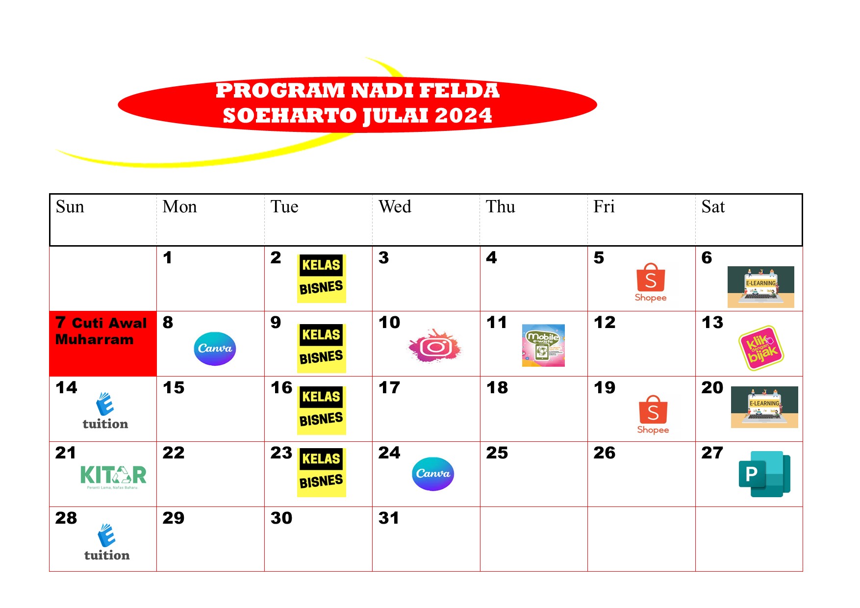 JADUAL JUL OGOS 2024