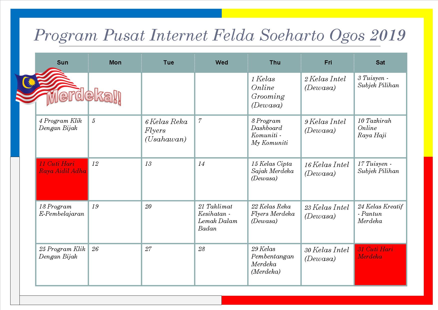 Jadual Ogos 2019