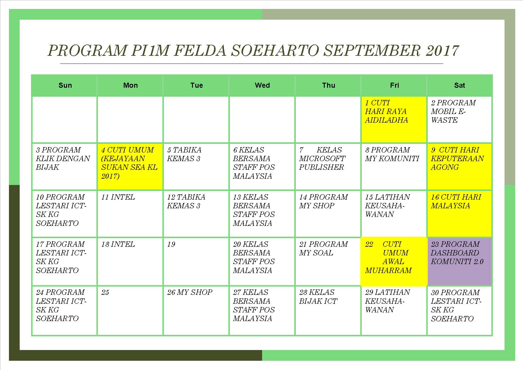 Jadual program Sept2017