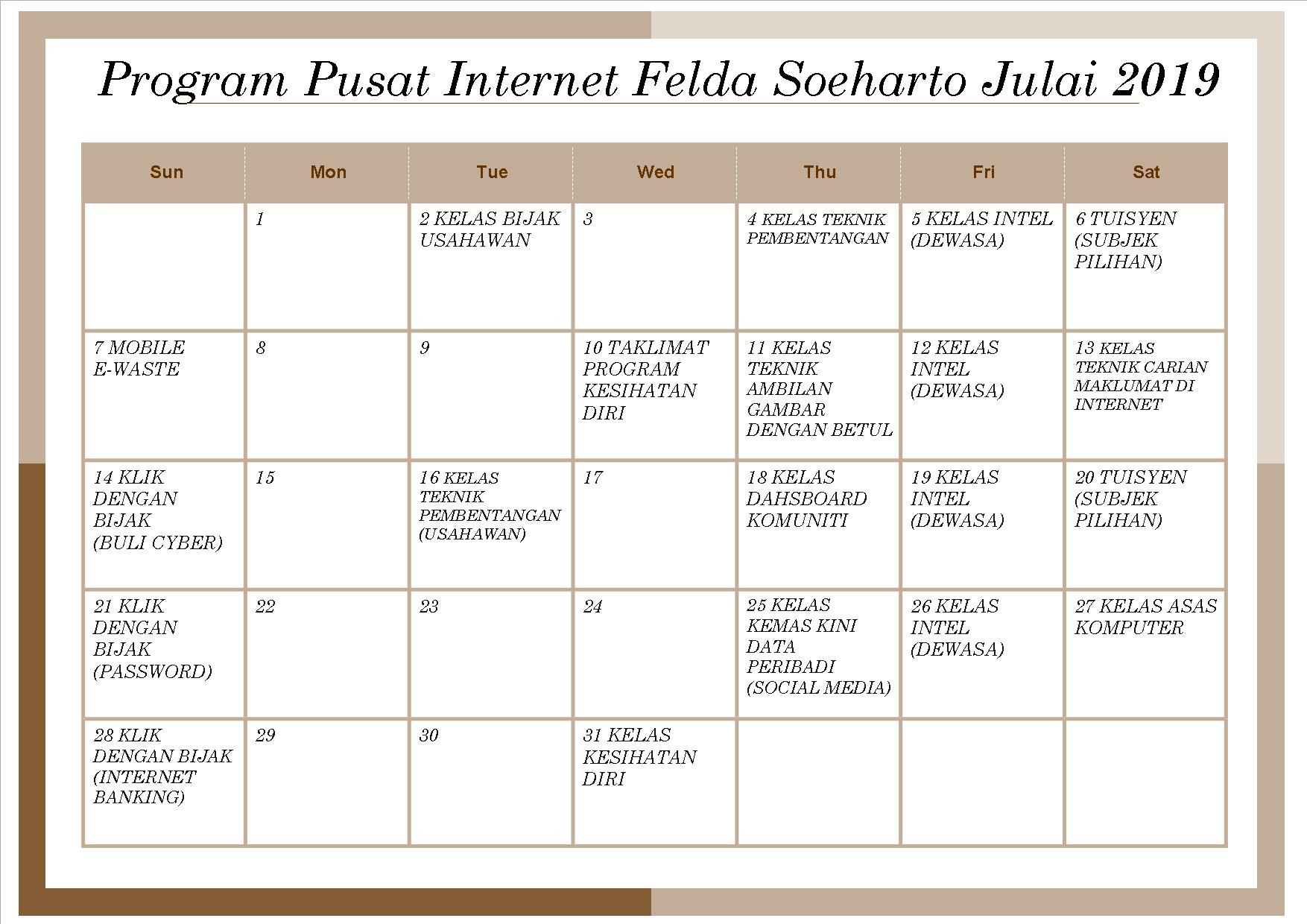 PROGRAM PI FELDA SOEHARTO JULAI 2019