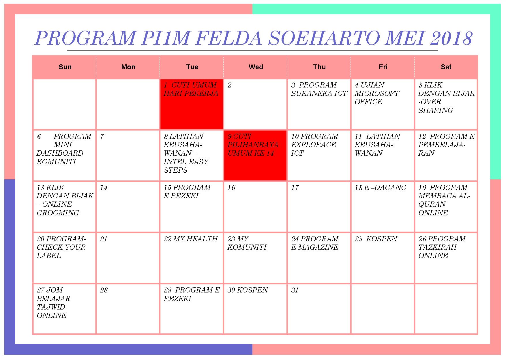 jadual mei 2018