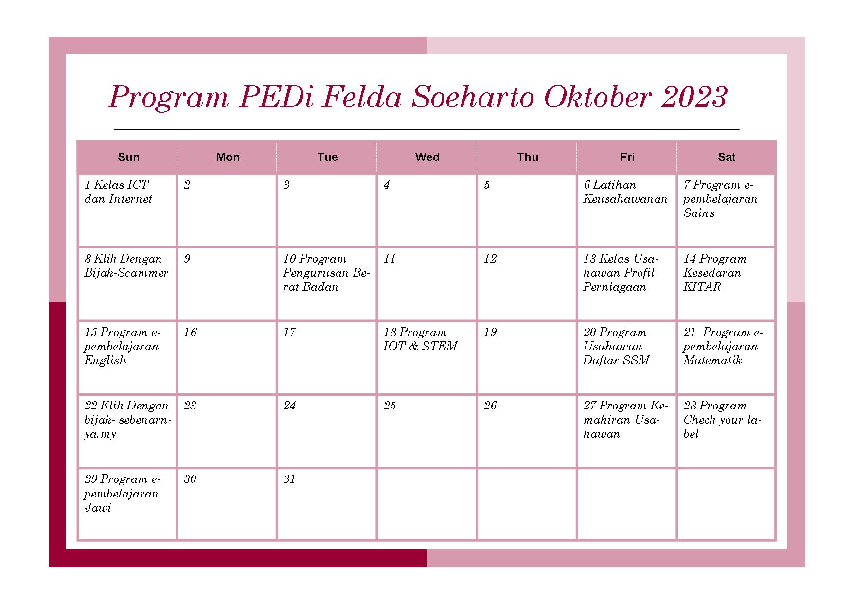 jadual oktober